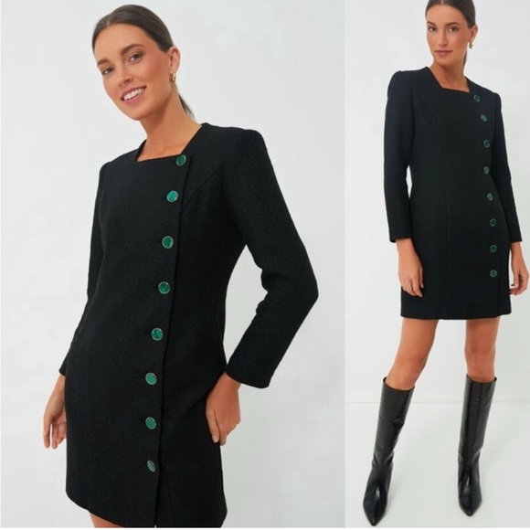 Pomander Place Dresses & Skirts - Pomander Place NEW Black Tweed Long Sleeve Retro Winslet Mini Dress Size Large